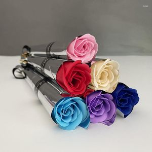 Decorative Flowers 35Pcs Silver Soap Roses Flower Wedding Creative Romantic Favors Rose Valentine's Birthday Gift Mother's Day Gifts