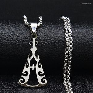Pendant Necklaces Punk Triangle Flame Cross Statement Necklace Stainless Steel Silver Color For Women Jewelry Cadenas Mujer N1944S06