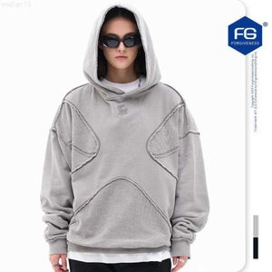 Os Hoodies dos homens Moletons Fgss Desgaste | 2023 outono/inverno nova marca de moda personalizado reverso design do carro artesanato cor sólida alta rua camisola com capuz para menego8