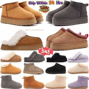 Australische Designer-Schneestiefel, Knöchel-Ugge-Stiefel, kurze Schuhe, Kastanie, dreifach schwarz, gebranntes Oliv, Lila, Rubin-Sand, warme Wolle, echtes Leder, Plattform, dicker Boden, Ug-Stiefel