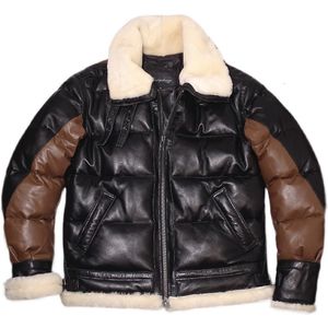 Herren Daunenparka B3 Mantel Lammfell Militärstil Mischfarben Winterjacke 230923