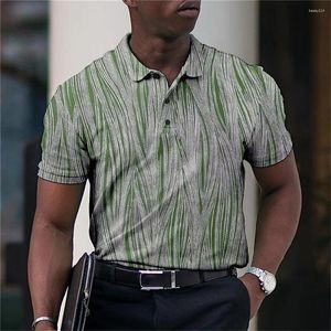 Polo da uomo T-shirt da uomo vintage Polo a righe colorate per uomo stampato Abbigliamento ad asciugatura rapida Allentato estivo Casua Manica corta Top oversize