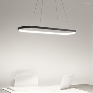 Pendant Lamps 120cm Decorative 30w LED Acrylic Circle Ring Light Lamp Black/White/Gold Frame Luminaires Hang Fixture