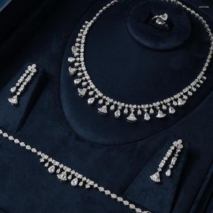 Necklace Earrings Set IN JEWELIFE Luxury Chandelier Shape Dubai Bridal Zirconia Jewellery Sets For Women Party Wedding Fashion Jewelry Bride