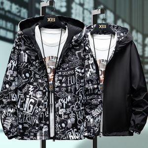 Men's Jackets 2023 Spring Double Sided Wear Casual Jacket Male Hooded Waterproof Clothing High Quality Plus Size Zipper Coat 230923
