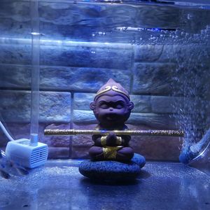 Aquariums Ceramic Monkey King Figure Aquarium Decoration Chinese Legend Warrier Sun Wukong for Home Garden Fish Tank Ornament 230923