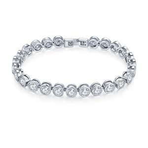 Fashion Brands Designer Round Cut CZ Stone Bracelet for Women Classical Tennis Bracelet & Bangle Jewelery Gift326H