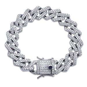 14mm 7 8 9 10 tum kubansk länkkedja armband Micro Pave Cubic Zircon Iced Out Hiphop smycken för Male300H