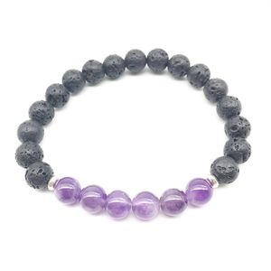 SN1344 NES DESIGN Women's Armband Trendy Natural Lava Stone Mala Yoga Armband Amethyst Purple Crystal Balance Meditativa smycken271m