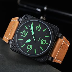 2023 Män automatiska mekaniska armbandsur Bell Brown Leather Watch Black Ross Rubber Watches Wristwatch Men Automatic Watch 02