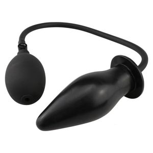 Vibrators Soft Silicone Inflatable Anal Plug Black Pump Beads Butt Dilator Massager Anus Sex Toy for Female Male Couples 230923