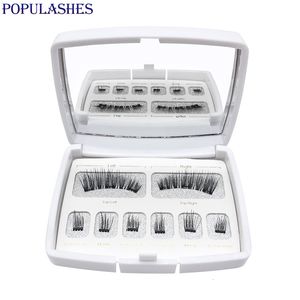 Cílios postiços cílios magnéticos com 3 ímãs kit caixa de acrílico embalagem com espelho 3d mink eye lash set natural maquiagem de cílios postiços 230923