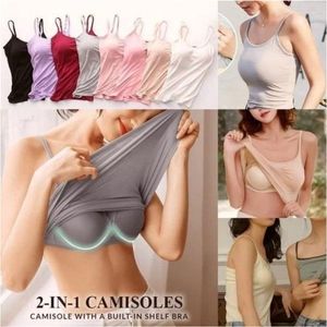 Women's Tanks Sexy Tank Undershirt With Built-in Bra Stretchy Tight Underwear No Steel Ring Corset Sling Sleeveless Yoga Sports Casual