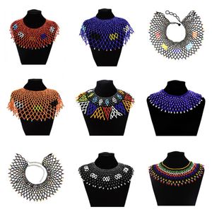 Chokers African Ethnic Colorful Bead Bib Choker Necklace for Women Indian Tribal Festival Party Wedding Collar Nigeria Statement Jewelry 230923