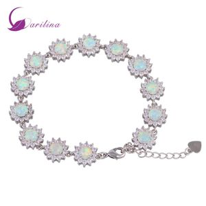 Glam Luxe Mysterious 925 Sterling Silver Overlay CZ White Fire Opal Bracelets for Teen Girls 22cm 8 85インチB461175T