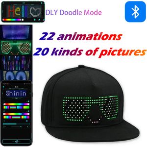 Inne imprezy imprezowe Dostawy LED HAT Bluetooth LED Caps Hip Hop z świetliste przewijanie wiadomości Wyświetlacz zarząd