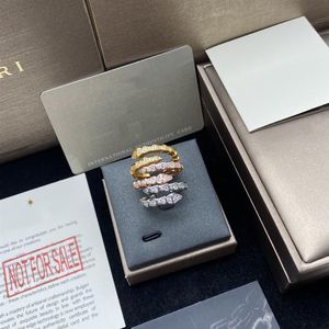 Classic Snake Design Ring Luxury Open Rings Lätt att deformera Lady Silver Gold Rose-Gold Plated Band Ring Dimond Jewelry Accessories 306h