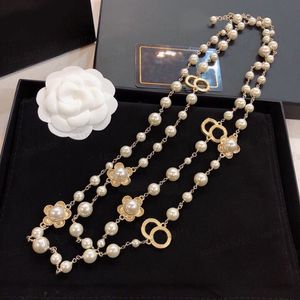 Collana con doppia perla dell'alfabeto, collana da donna di moda di lusso con gioielli firmati, regali