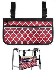 보관 가방 기하학적 빨간 빈티지 모로코 휠체어 가방 주머니가있는 팔걸이 전기 스쿠터 워킹 프레임 파우치