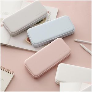 Pencil Cases Wholesale Aron Case Simple Large Capacity Stationery Box Pp Plastic Storage Cosmetic Students School Supplies Drop Delive Dhgc2