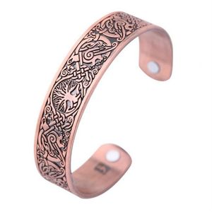 Bracciale rigido vichingo braccialetto di tendenza uccello albero apertura polsino regolabile per regali di gioielli per donne e uomini2691
