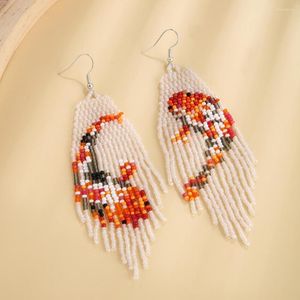 Dangle Earrings Rice Bead Tassel Fish Cactus Design Fashion Hand Knitting Bohemia Alloy Simple Originality Beaded