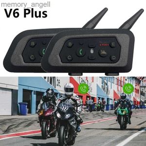 Walkie Talkie 2PCS Xinowy V6 Plus Motorcycle Helmet Bluetooth Intercomヘッドセット付き1500m BTタイプCインターホンコミュニケーター6ライダーHKD230925