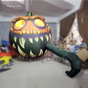 Horrible Large Illumined Evil uppblåsbar Halloween Pumpkin Balloon Jack-O-Lantern Model for Yard Decoration