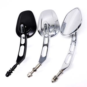 Motorcycle rearview mirror modified Harley reverse mirror All aluminum retro personality large mirror 8MM universal mirror x0901