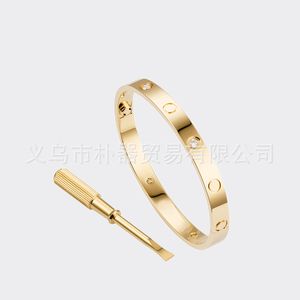 Luxury Fashion Top Quality Silver Cuff Bracelet Style Love Stainless Steel No fading no allergies Iced Out Screw Bracelets Bangles For Women and Men for Couple gift