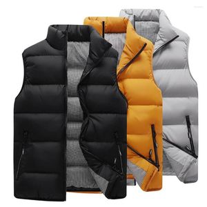 Men's Vests Jacket Winter Warm Coats Cotton Padded Men Thickened Stand Collar Down Vest Oversized Jackets Puffer Sleeveless Coat