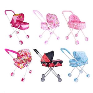 Dolls Simulation Baby Stroller Toy Infant Carriage Girl Kids Children Pretend Play Furniture Pram Pushchair Gift 230925