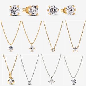 2023新しい925 ZC Shiny Jewelry Pandoras Era Bezel Lab-Grown Diamond Designer Necklace High-Quality CollarBone Chain With Boxを含む女性向けの銀のペンダントネックレス