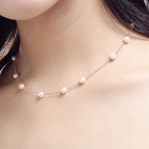 925 prata esterlina jóias 6mm concha pérola camisola corrente colar mulher presentes para os amantes D-1702224