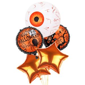 Objetos decorativos estatuetas abóbora halloween alumínio filme balões conjunto pentagrama dos desenhos animados morcego crânio festa fundo decoração balão 230923