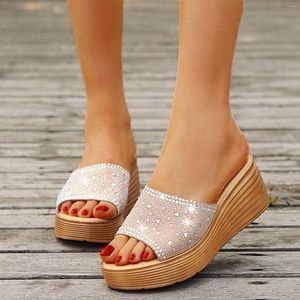 Sandals Ladies Shoes Fashion Comfortable Platform Wedge Rhinestone Fish Mouth