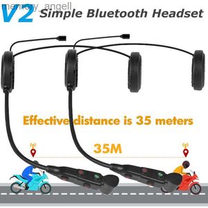 Walkie Talkie Novo V2 Capacete de motocicleta Bluetooth Intercom Headset para 2 pessoas Comunicador de interfone sem fio Max Distanc 35m Chamada viva-voz HKD230926