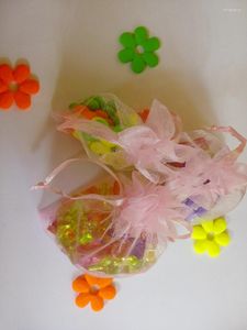 Smyckespåsar 13x18cm 5000st/Lot Christmas Organza Bags Pink DrawString Bag Pouch för mat/smycken/godis/bröllopspresent liten förpackning