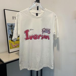 Herr t-skjortor flygo amerikansk stil 76 Human Iverson tung bomullsmodemärke handmålad kort ärm T-shirt 410