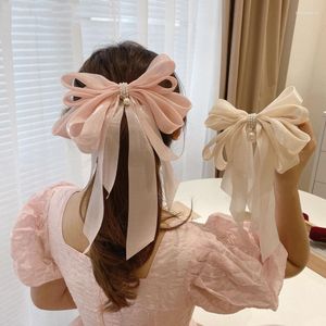 Hair Clips Fashion Solid Color Large Bow Hairpins Korean Sweet Girls Daily Wear Silk Fabric Clip Barrettes Accessories Gifts