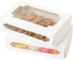 Gift Wrap Cake Boxes With Window 8x5.5x2inch White Bakery Box Black Candy For Pie Cheesecake Cookies Cupcakes Pastries