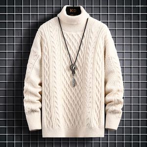 メンズセーター2024冬の長袖タートルネックメンズプルオーバー高品質のルースカシミアセーターの男性厚い暖かいプルhomme