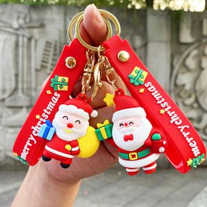 أزياء الرسوم الكاريكاتورية Snowman Christmas Keychain Santa Key Chain Car Car Bele Bet Higpresss الصغيرة للهاتف المحمول قلادة مفتاح قلادة قلادة