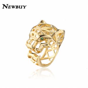 Bröllopsringar Köp Fashion Statement Big Animal Ring For Women Girl Party Jewely Gold Color Hollow Leopard Open Ring Wholesale 230925