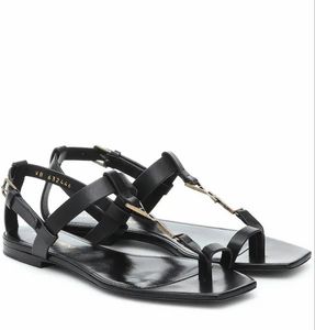 Akşam yaz yüce düz deri cassandra sandalet açık ayak parmağı çivili siyah nuede deri serin ayak bileği kayış kadınlar düğün elbise ayakkabı35-43