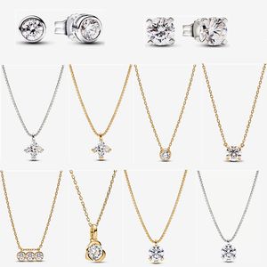2023 new 925 silver gold Pendant Necklaces for women Shiny Jewelry DIY fit Pandoras Era Bezel Lab-grown Diamond designer Necklace high-quality collarbone chain