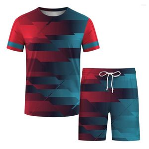 Herren-Trainingsanzüge, Sommer-Sport-T-Shirt, Strand-Shorts, Set mit 3D-Farbverlaufsdruck, übergroße, atmungsaktive Jogging-Kleidung, kann individuell angepasst werden