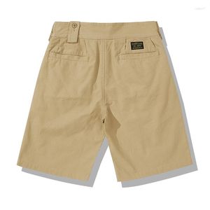 Shorts masculinos verão carga curta homens vintage cor sólida duplo laço bermuda s reto joelho comprimento calças de combate militar