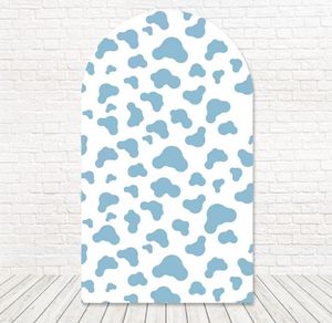 Party Decoration Blue Cow Prints Arch Cover PO BACKDROP Baby Shower Birthday Double-Sided Pography Bakgrund Fabric Studio