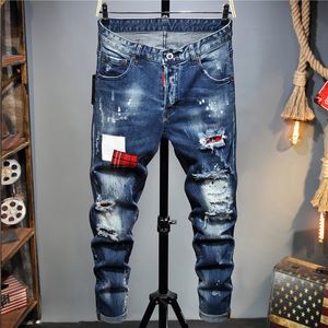 Męskie dżinsy Mężczyzn Projektowanie Czarne chude naklejki lekkie zrywanie motocyklowych rockowych przebudzenie Joggers True Religions Mężczyźni